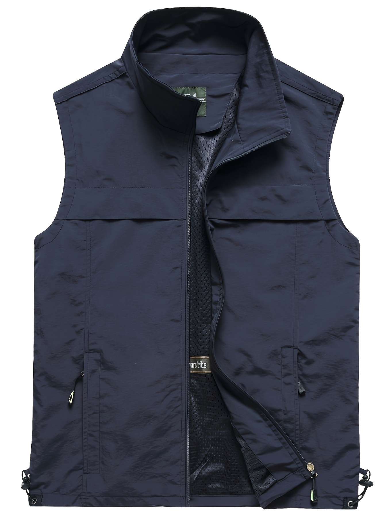 Zipper Pockets Cargo Vest Men's Casual Outwear Stand Collar - Temu Canada