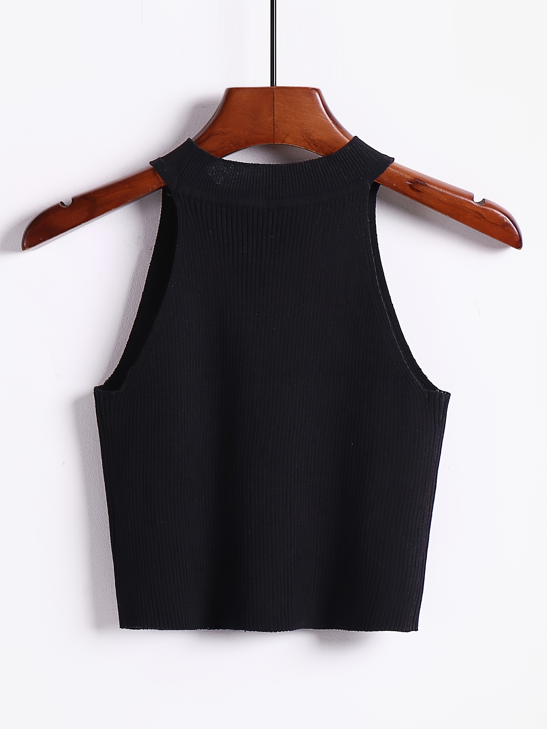 Keyhole Halter Neck Top Sleeveless Ribbed Knit Halter Top - Temu