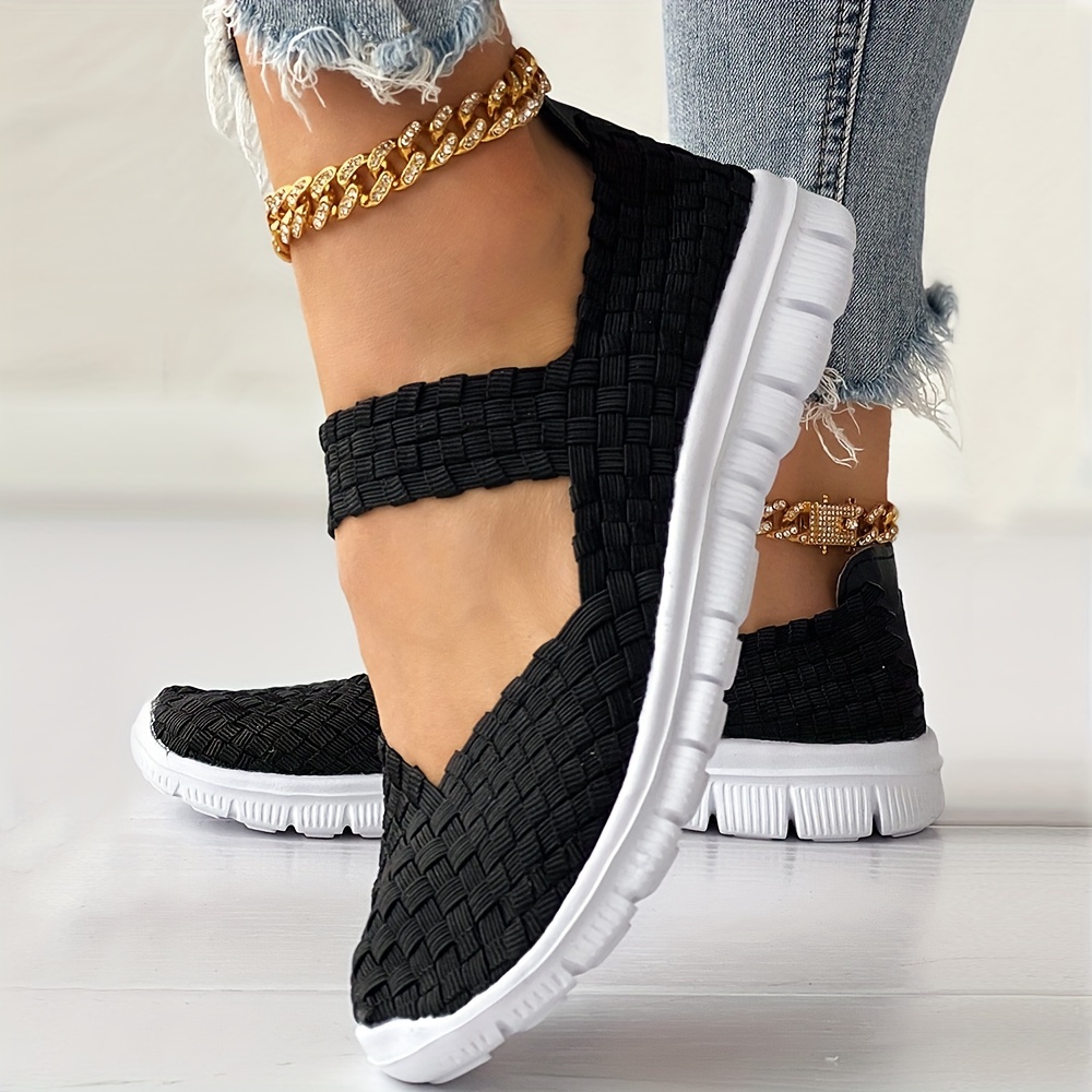 Women's Colorful Braided Flat Shoes Slip On Walking Shoes