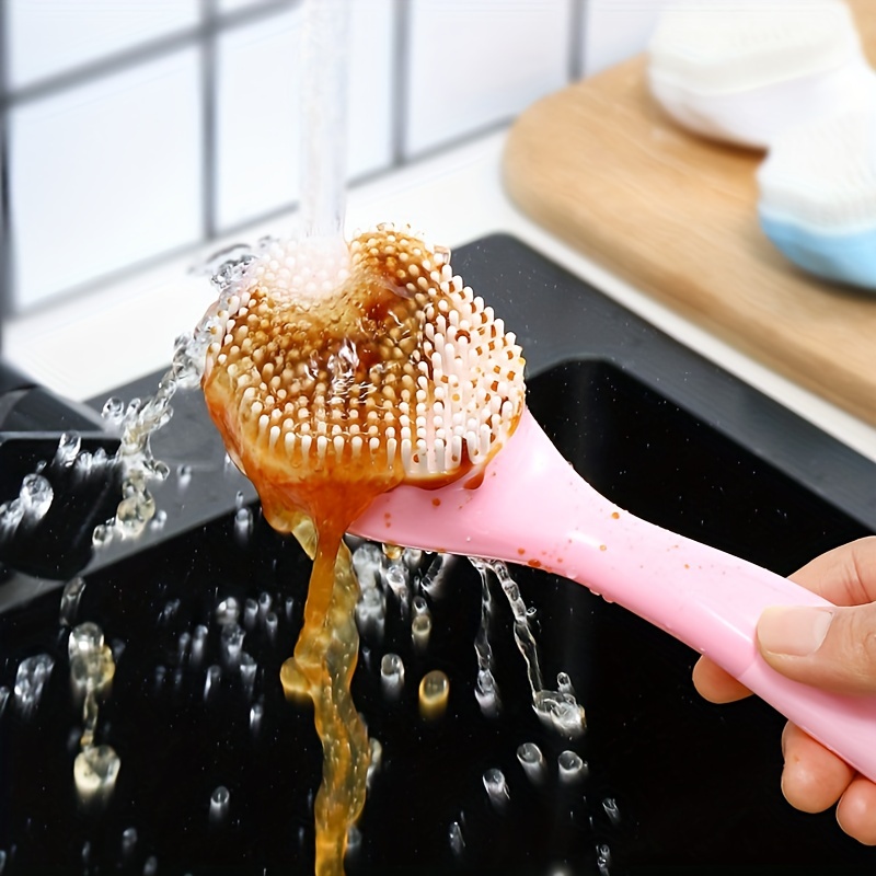 Long Handle Kitchen Wire Ball Sponge Brush Kitchen Dish Handle Washing Tool