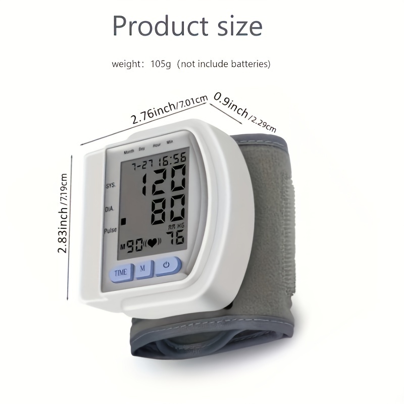 Accurate Blood Pressure Monitoring At Home: Wrist Blood Pressure Monitor With Large LCD Display & Carrying Case
