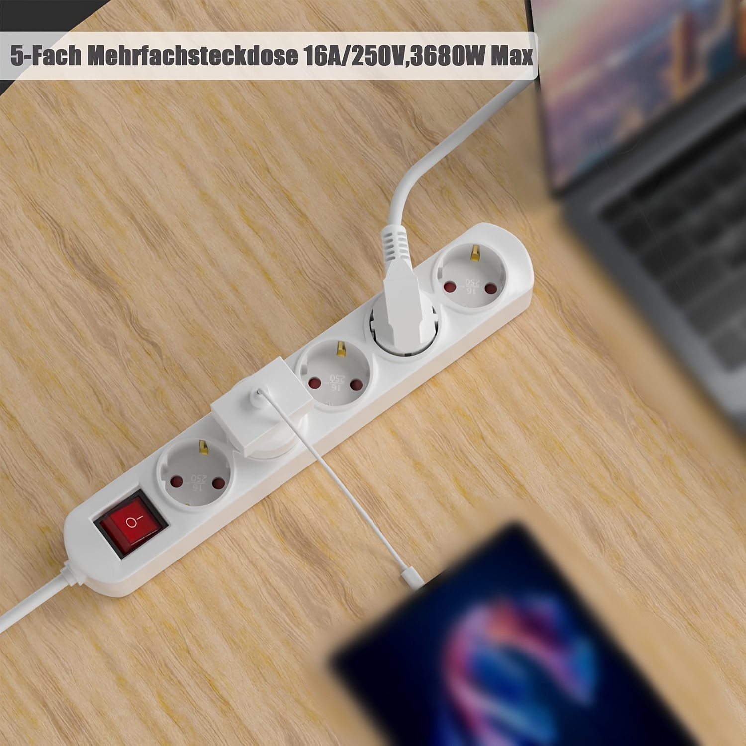 Bloc multiprise + USB - 1,5 m