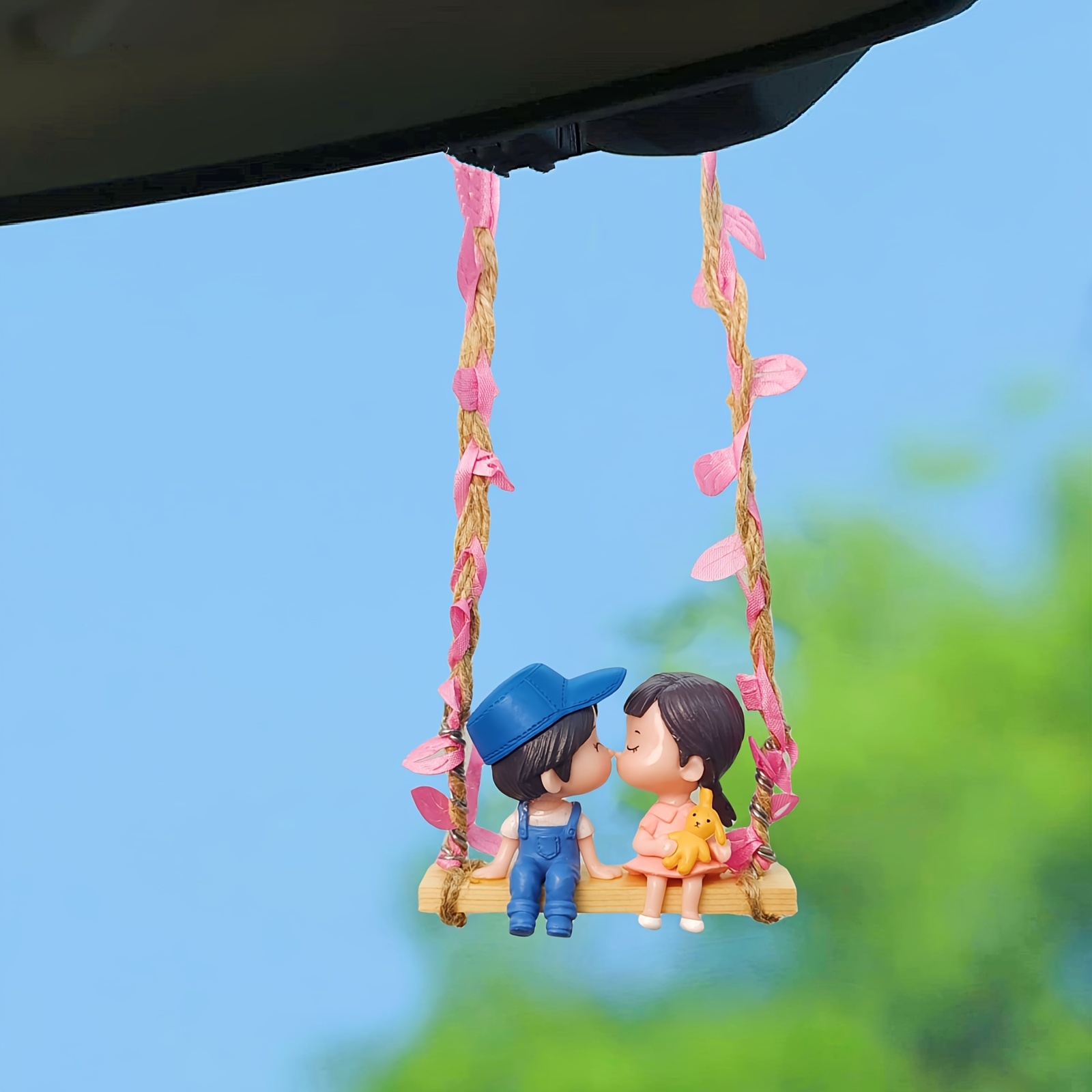 Romantic Anime Couple Swing Pendant Ornament For Car Polymer