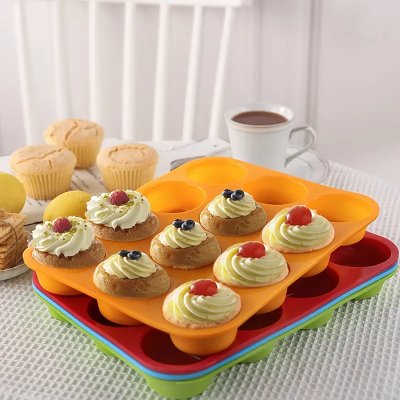 1pc Silicone 12 Muffin Muffin Cup Cake Moule, Cup Cake Moule Muffin Cake  Four Pan - Temu Belgium