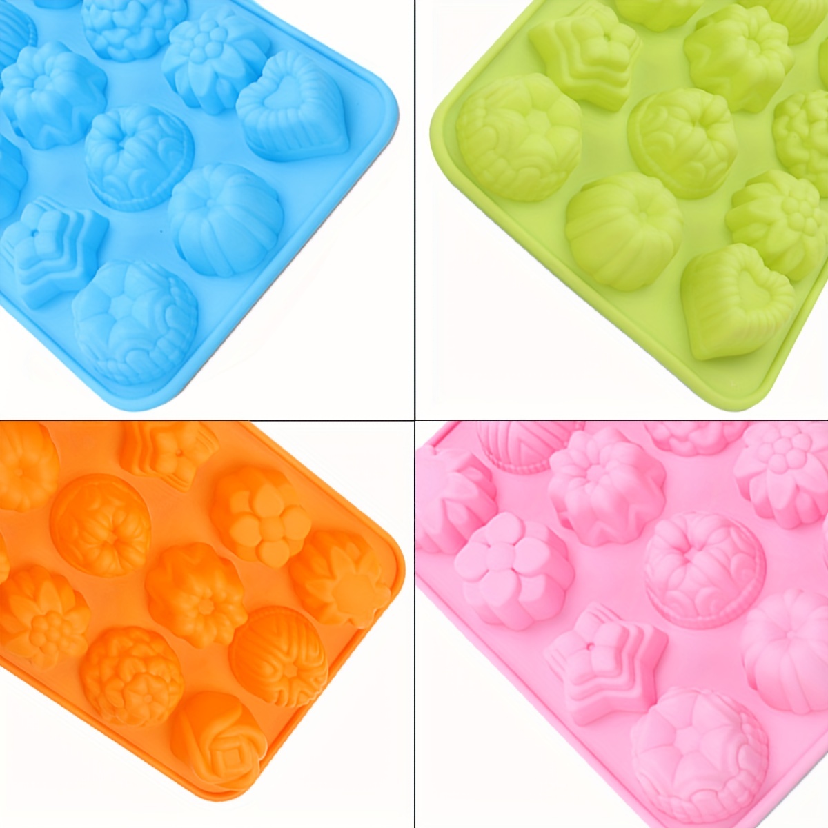 Food Grade Silicone Flower Molds, Baking Sheets With Flowers And Hearts,  Candy, Jelly, Ice Cube, Muffin Silicone Molds - Temu