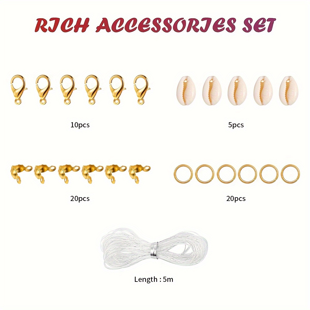 Clay Bead Sets, With Shell Lobster Clasp Elastic Thread Diy Jewelry Set,  Diy Necklace Bracelet Bead Jewelry Set - Temu Philippines