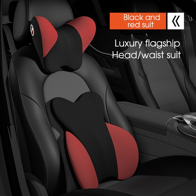 Car Headrest Lumbar Memory Foam Car Neck Pillow Waist Support Set Car Seat  Back Cushion Driver Waist Pad - Temu