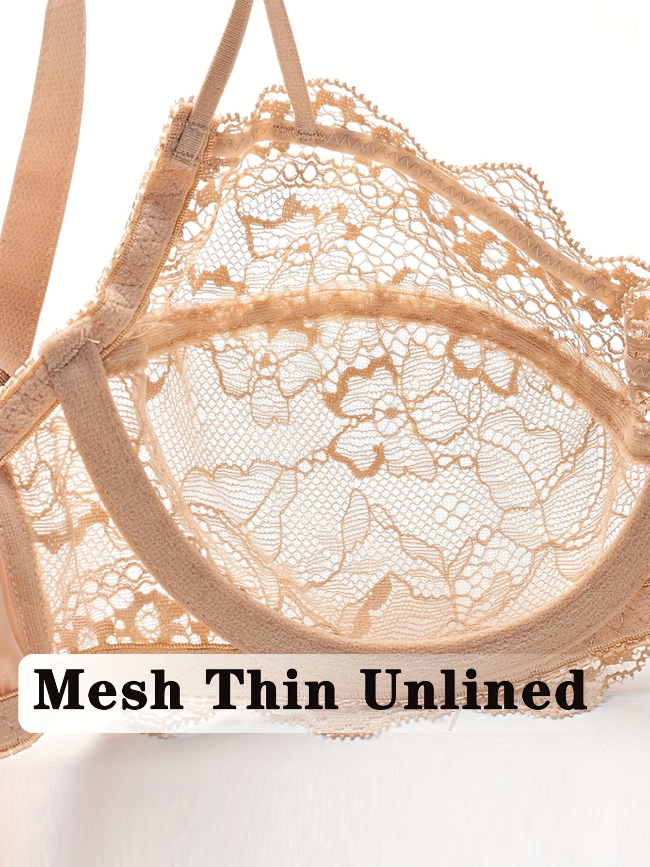 Third Love Unlined Modern Mesh Scoop Bra Beige Sheer Lace Underwire 38H Lot  4