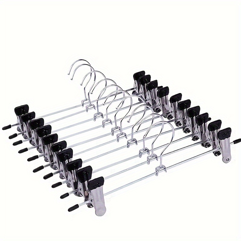 

10pcs Stainless Steel Pants Hanger Clips With Metal Anti-slip Design For Clothes Stores, Suitable For Pants And Skirts, A Must-have For Your Closet