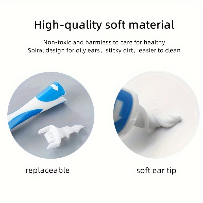 Soft Silicone Ear Wax Remover Tool with 16 Replacement Heads - Easy to Use