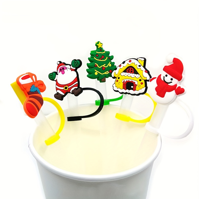 Christmas Series Cute Straw Cover, Reusable Dustproof Silicone Straw  Stoppers For Straw, Cups Accessories - Temu Australia