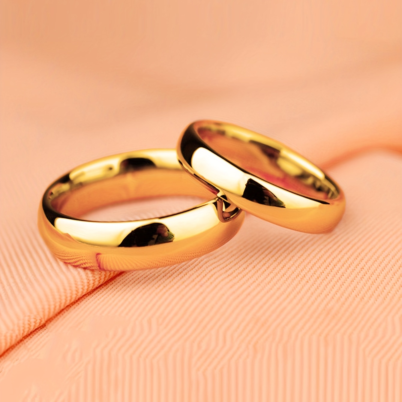 2 Pcs/Set Bridal Wedding Rings 18K Gold Plated 6 Prong Setting Zircon Rings for Women Engagement Proposal Jewelry, Jewels Gift ( No Box ),Temu