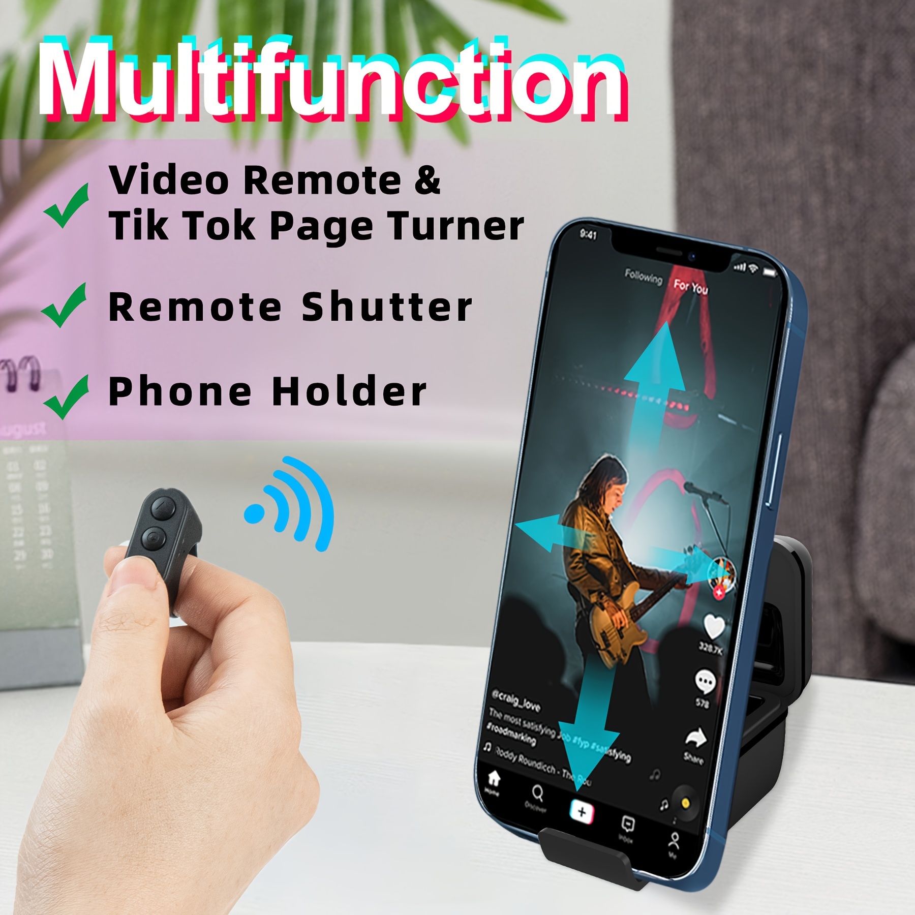 Obturateur à distance pour Tik Tok, télécommande Bluetooth avec contrôle  Kindle App Page Turner, télécommande Bluetooth compatible avec Iphone, Ipad