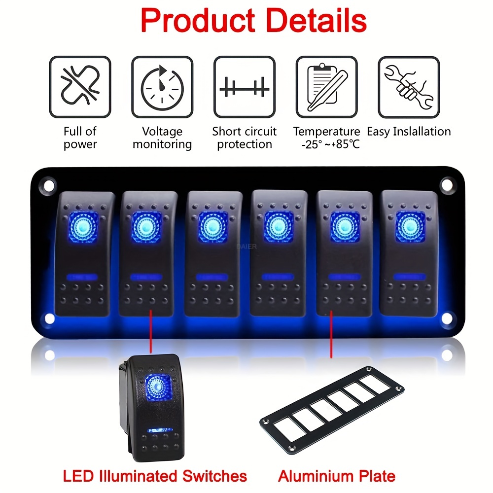 Overhead Aluminum LED Lights with Rocker Switch.
