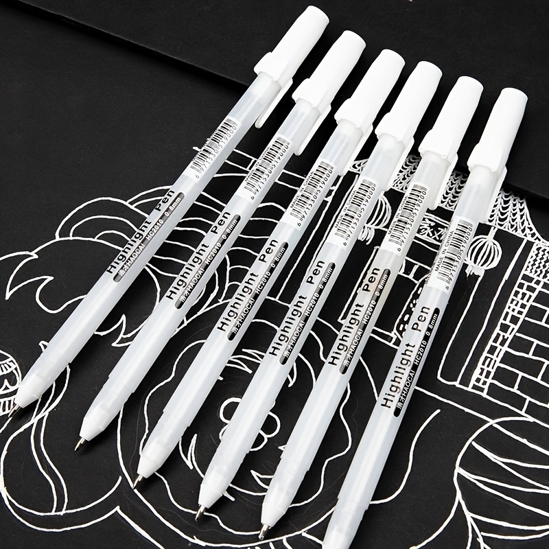 5pcs Letter Graphic White Marker Pen, Simple Waterproof Easy To Use  Permanent Marker For Drawing