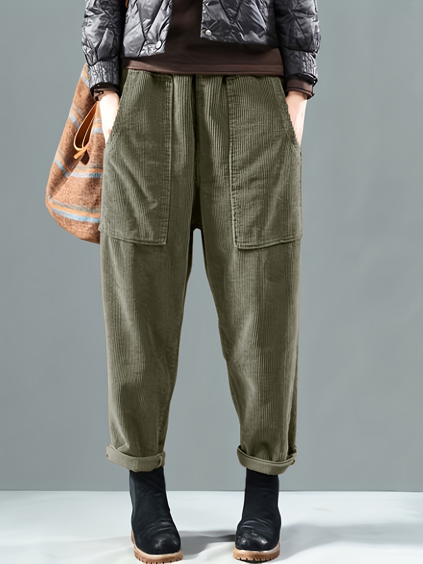 Pantalones vaqueros Vintage para mujer, pantalón de cintura alta, elástico,  estilo Harem…