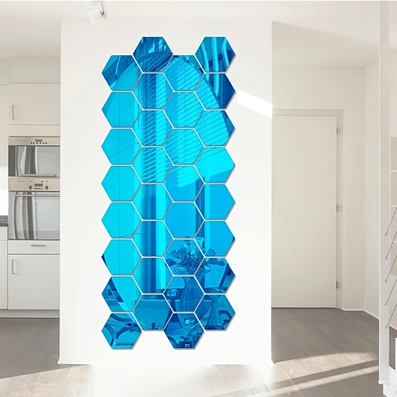 12pcs 3D Hexagon Mirror Wall Decals Self Adhesive Bathroom Removable Stic