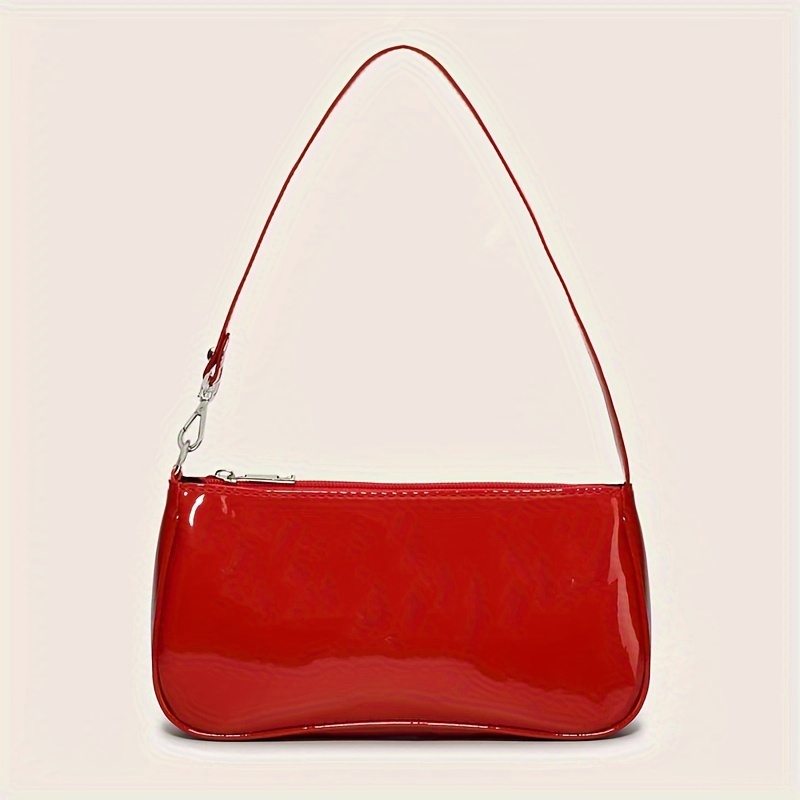 

Solid Color Zipper Shoulder Bag Mini Textured Underarm Wallet For Women, Classic Armpit Bag