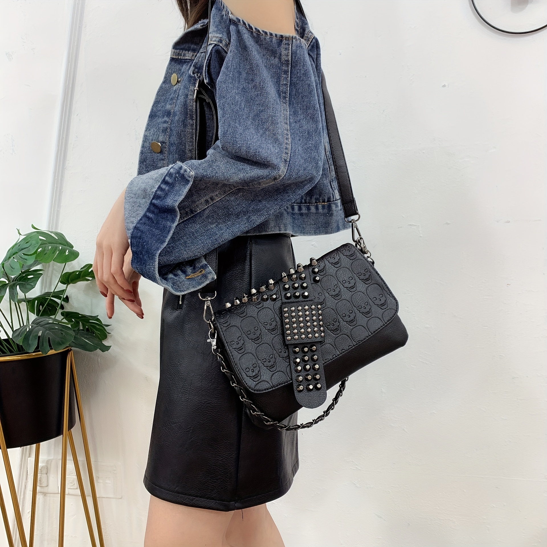 Trendy Pu Crossbody Bag, Elegant Rivet Studded Shoulder Bag, Women's  Fashion Handbag & Purse - Temu