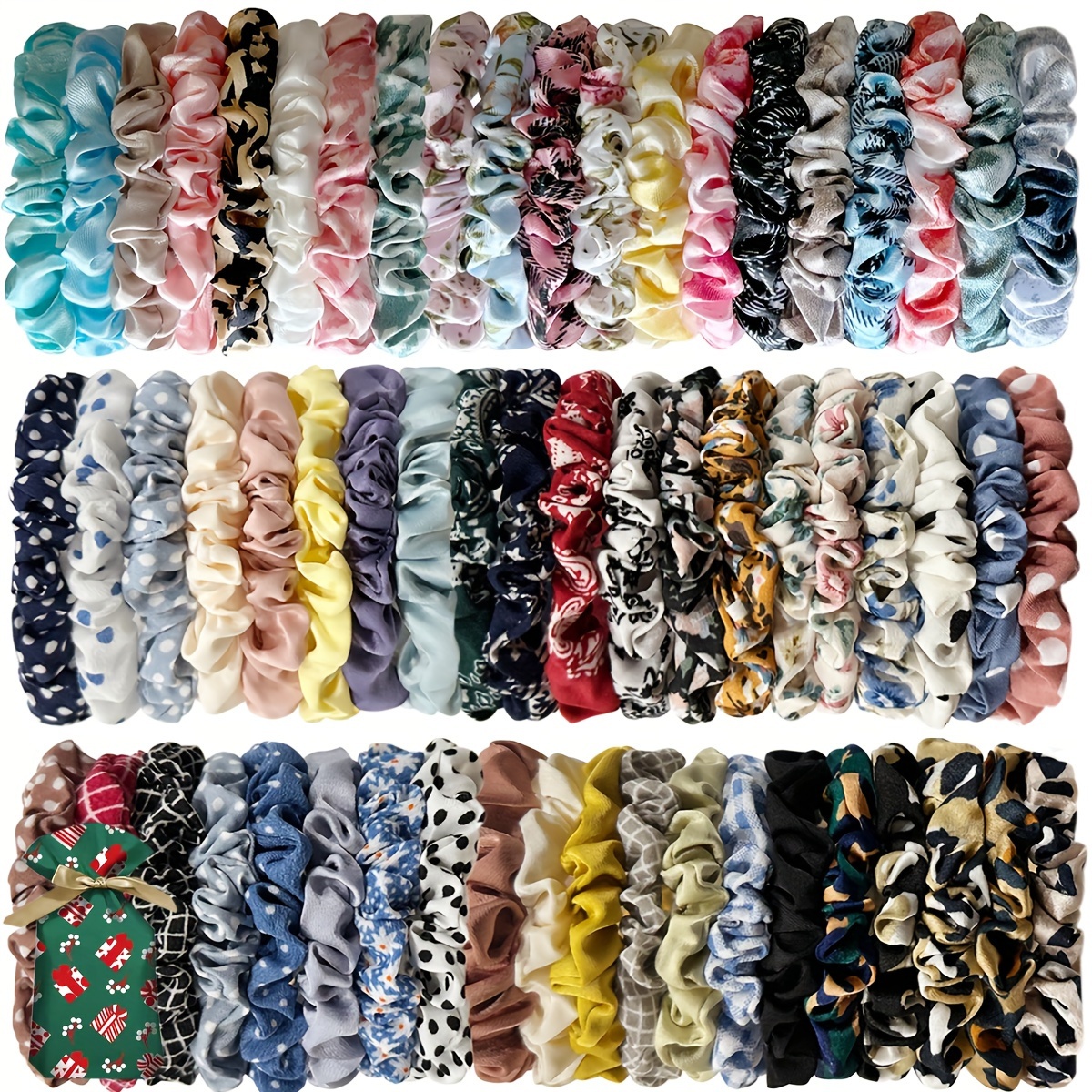 

60pcs Women Elastic Hair Scrunchies For Women Hair Ties Rubber Band Hair Rope Accessories Set For Christmas