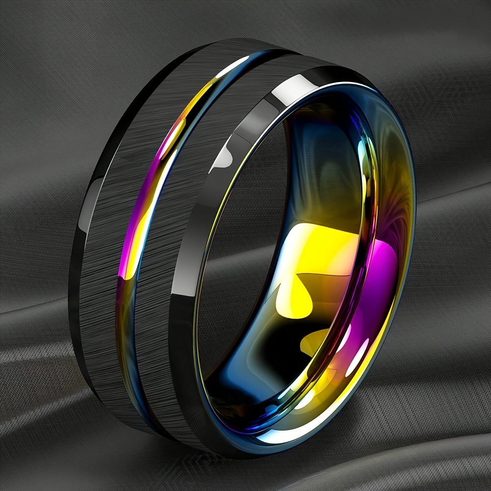 

1pc 8mm Black Brushed Rose Golden Wedding Ring Men's Ring