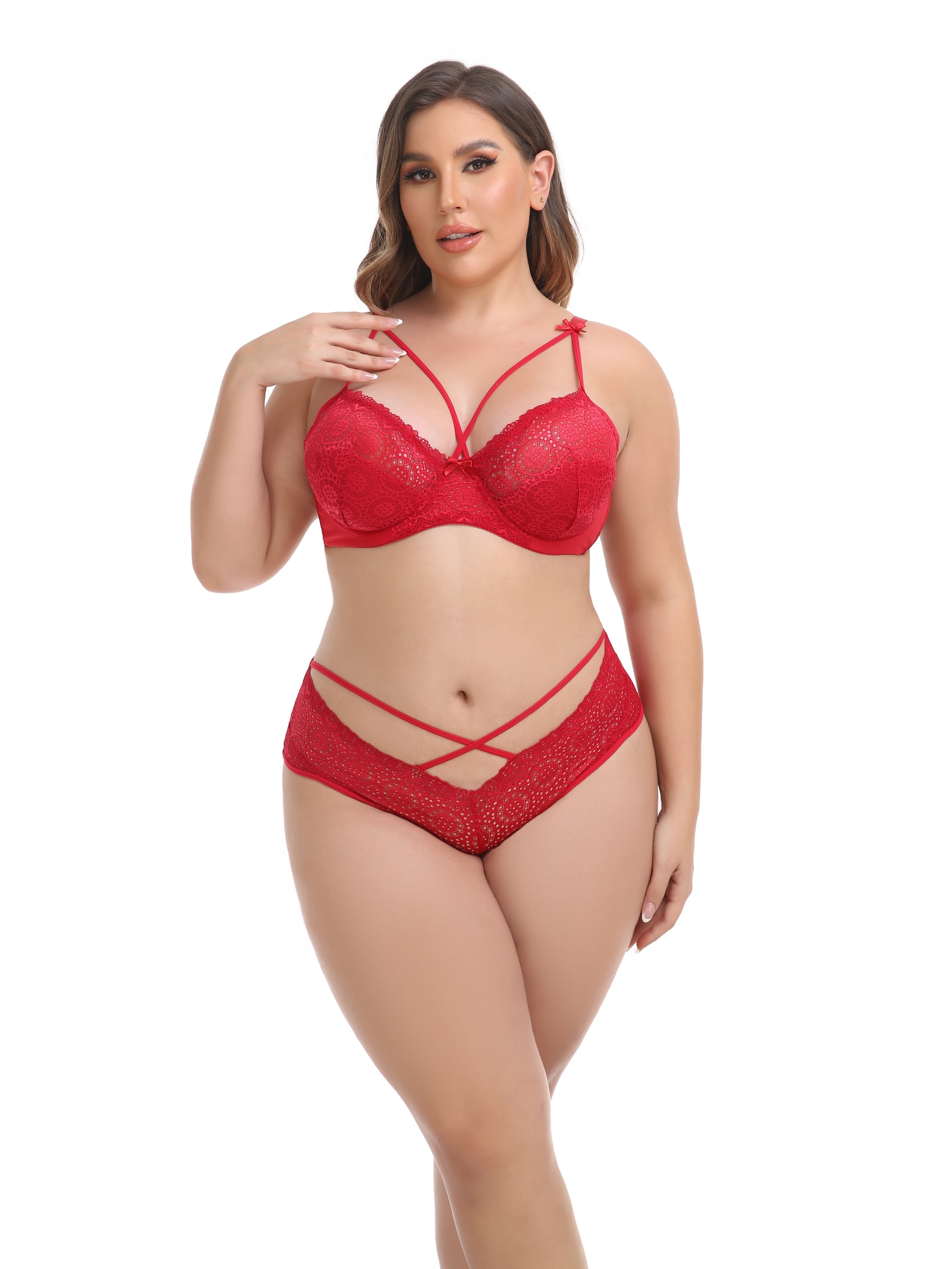 Buy Plus Size Only Boudoir Hawaiian Flower Pearl Red Bra & Panty Set Size  40C Bra and Size 2x Panty Online in India 