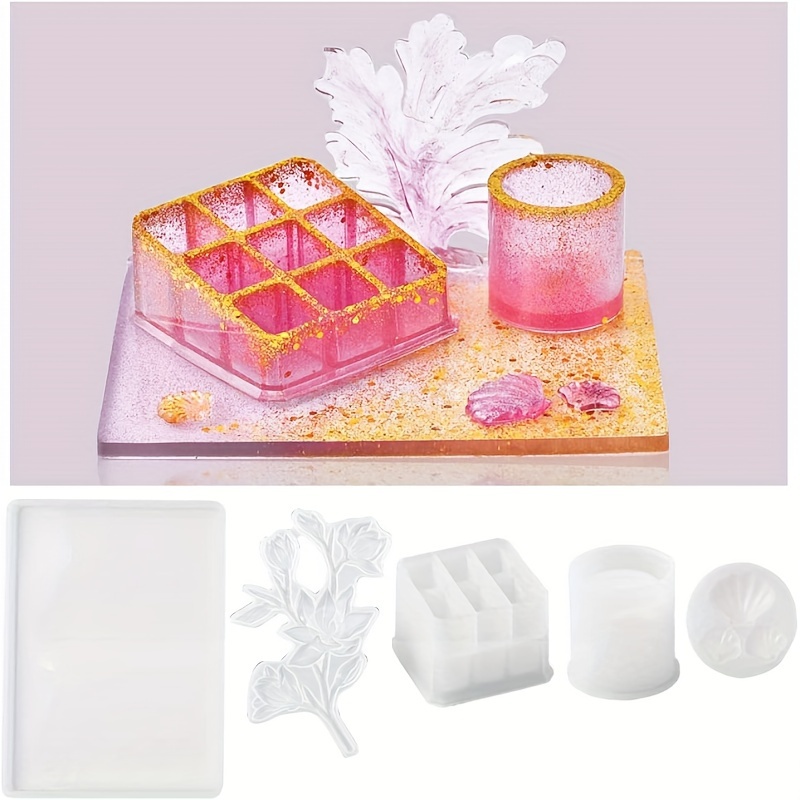 Silicone Resin Molds Kit 26PCS, Epoxy Molds, Large Casting with 12 Glitter  Sequins for UV Casting, Including Sphere, Cube, Pyramid, Square, Coaster