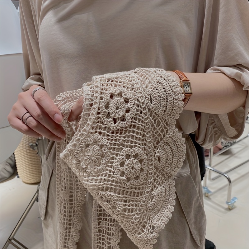 Women Fake Collar Shawl Solid Color Flower Crochet Lace False