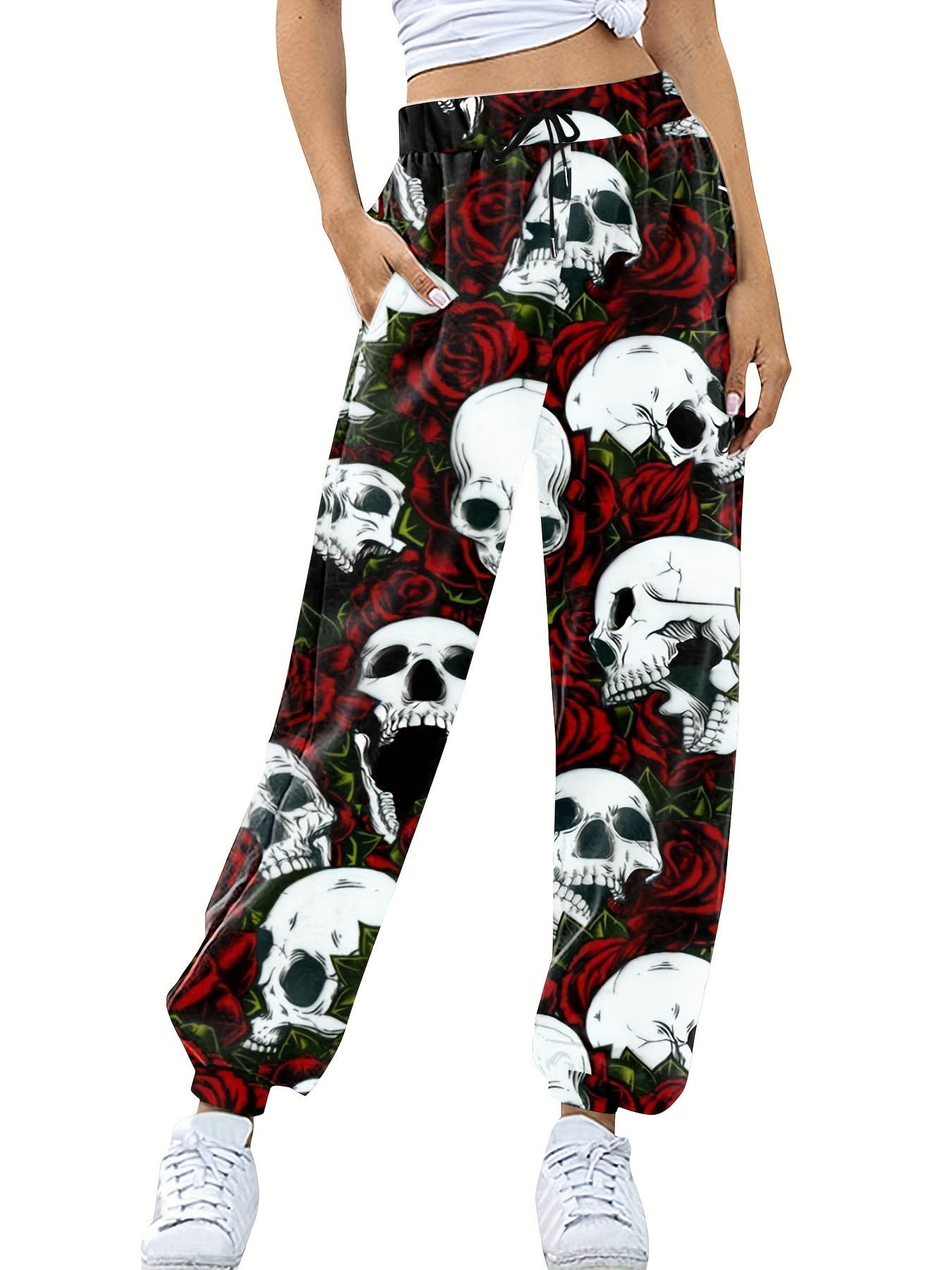 Joggers Estampado Calavera Halloween Pantalones Casuales - Temu Mexico