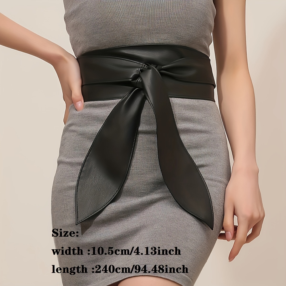 Vintage PU Leather Wide Belt Black Elastic Waist Belt Classic Dress Coat  Girdle Waspie Cinch Belt For Women