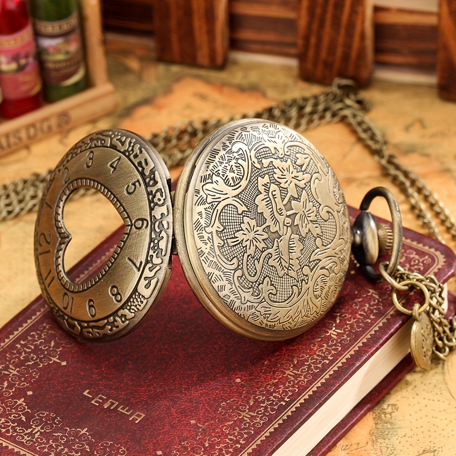 New sisters heart pocket watch battery included sister quartz pocket watch vintage - Temu main image 3