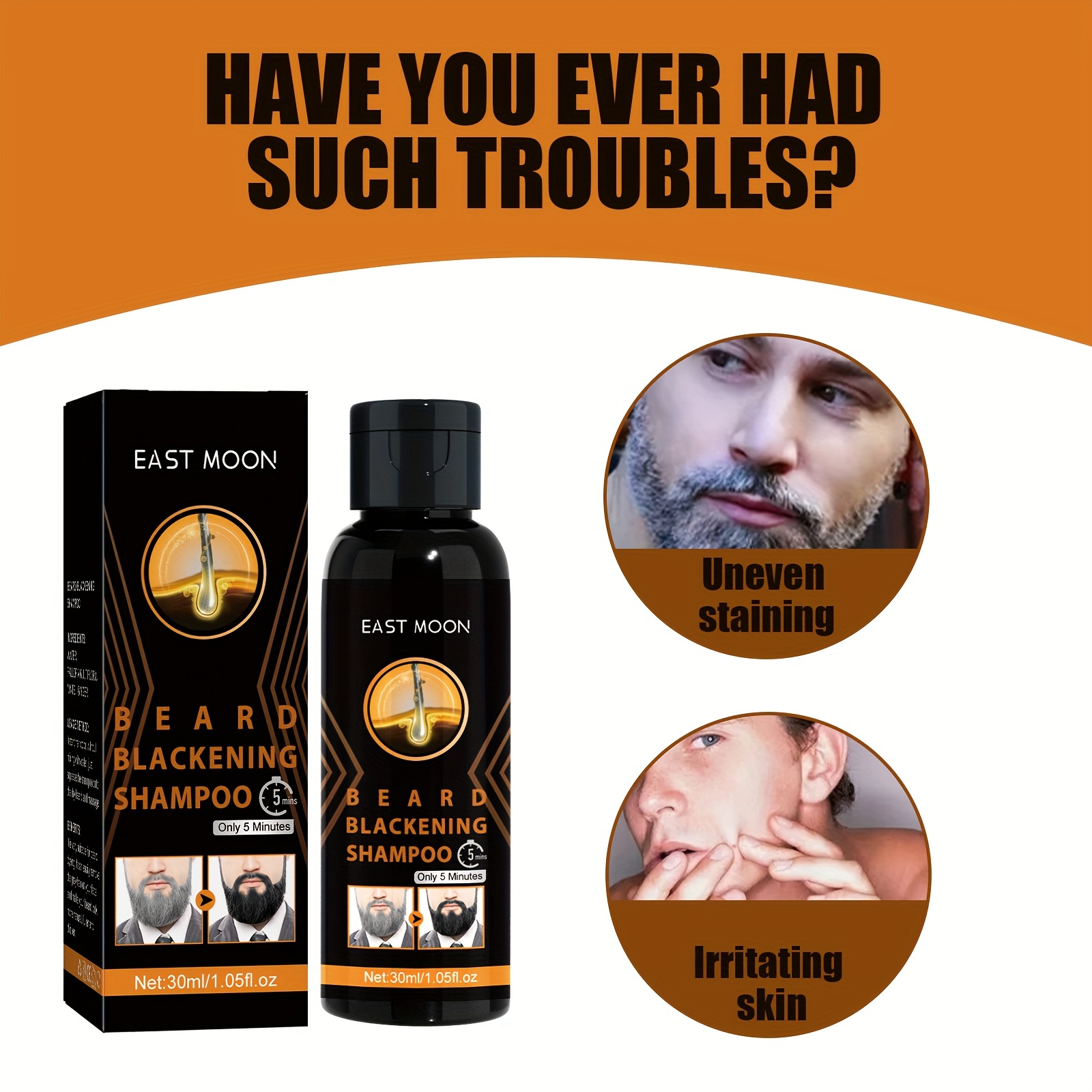 30ml Blackening Beard Shampoo For Men - Beard Coloring Product