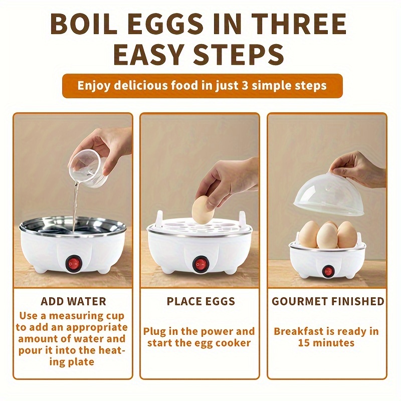 Rapid Egg Cooker 7 Egg Capacity Electric Egg Cooker for Hard Boiled Eggs 350W Quick Boiling Auto Shut Off, Size: Medium, Blue