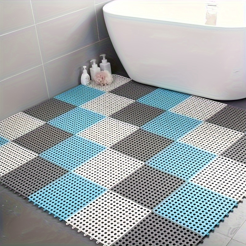 Square Shower Mat, Non Slip Anti Mould Bath Mat 80 x 80 cm, Loofah