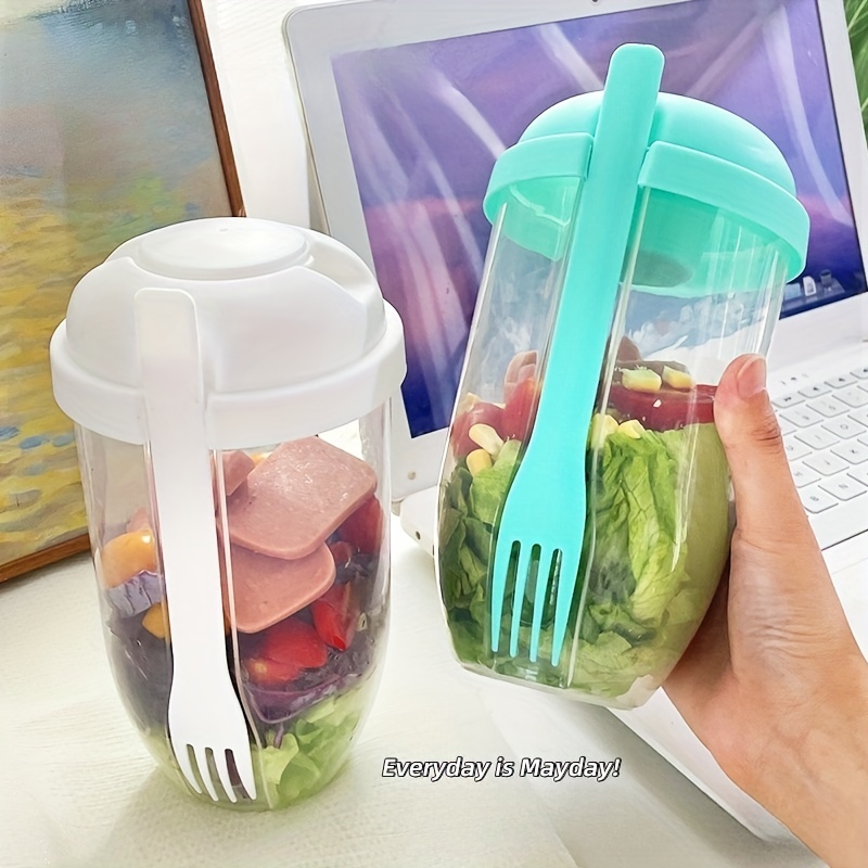 Portable Breakfast Cups Cereal Nut Yogurt Salad Cup Container Set With Fork  Sauce Cup Bottle Food Storage Bento Box Lunch Box For Restaurants - Temu  United Arab Emirates