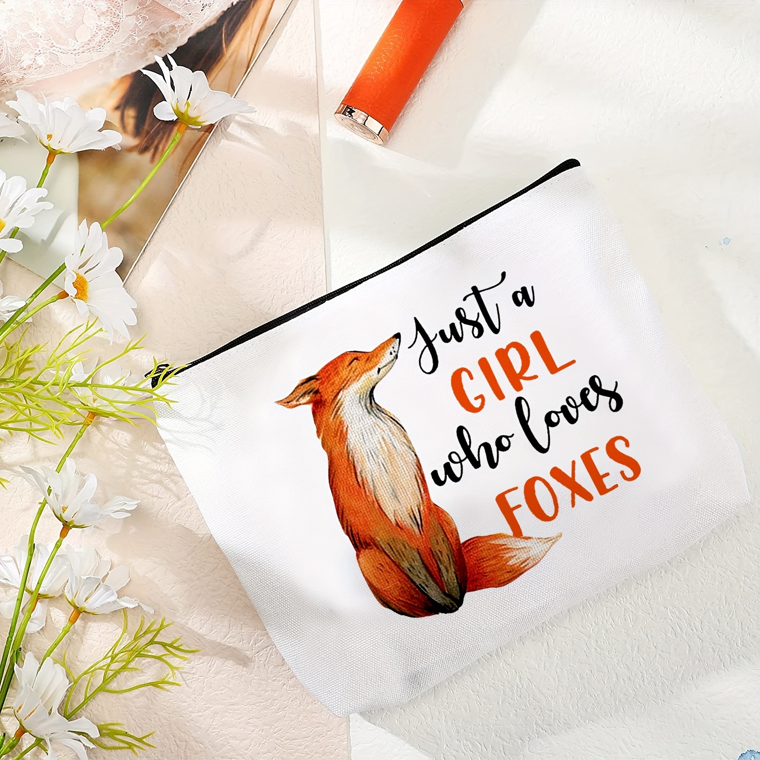 Fox Gifts for Women Just A Girl Who Loves Foxes Makeup Bag Fox Decor Animal  Gift for Women Fox Lovers Birthday Christmas Graduation Friendship Gifts