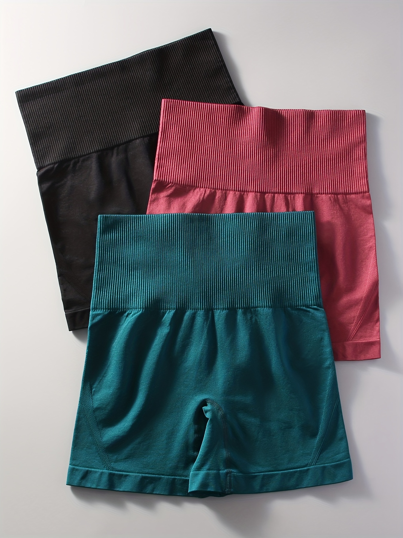 3pcs High Waist Tummy Control Yoga Shorts with Butt Lifting Effect