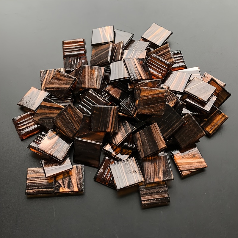 Image of 40pcs Of Coffee-colored, Hot Melt Molded Golden Mosaic Tiles Measuring 0.787x0.787 Inches, Suitable For High-temperature Burning. Handmade Decoration Art Pieces Are Ideal For And Jigsaw Puzzles
