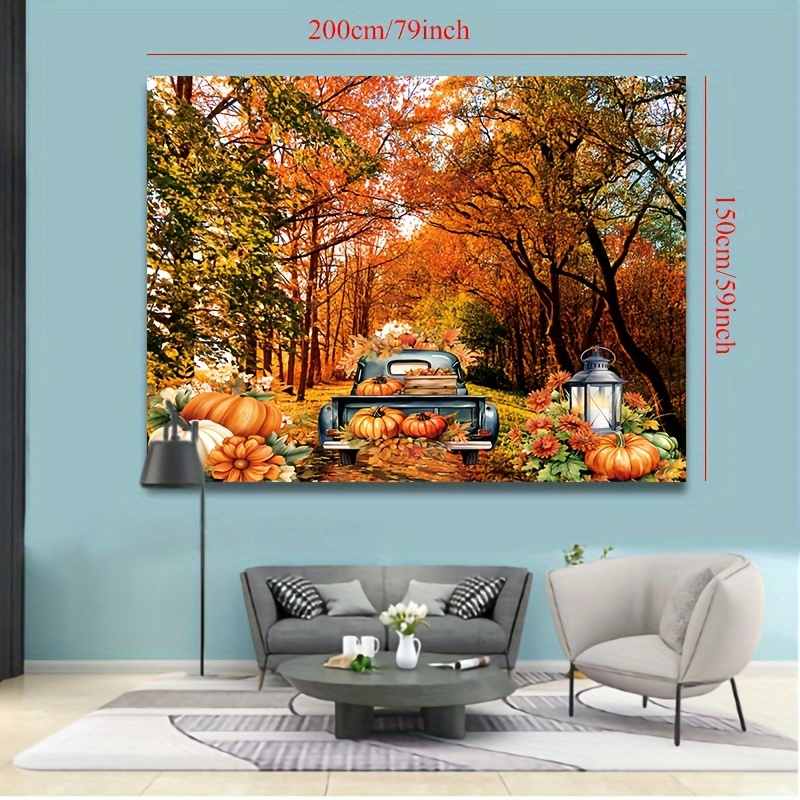1pc Cute Forest Harvest Autumn Pumpkin Decor Tapestry For Living Room  Bedroom Home House Decor Aesthetic Decor Wall Art Polyester Fabric Tapestry  For