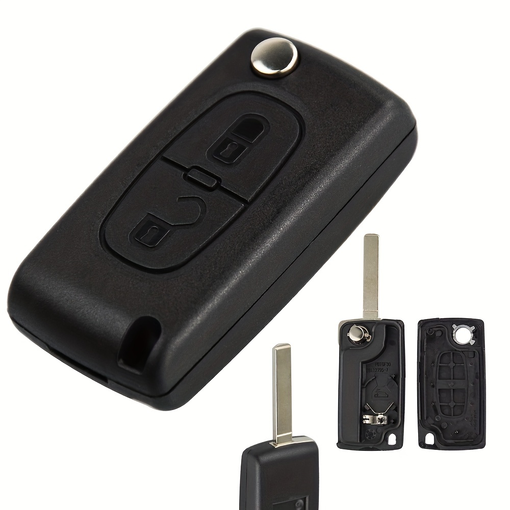 Schlüsselgehäuse mit Klinge kompatibel mit Peugeot 207cc, 307, 308cc, 407  und Expert 3 CE0523 Plip Key Case Car Utility Fernbedienung 3 Tasten