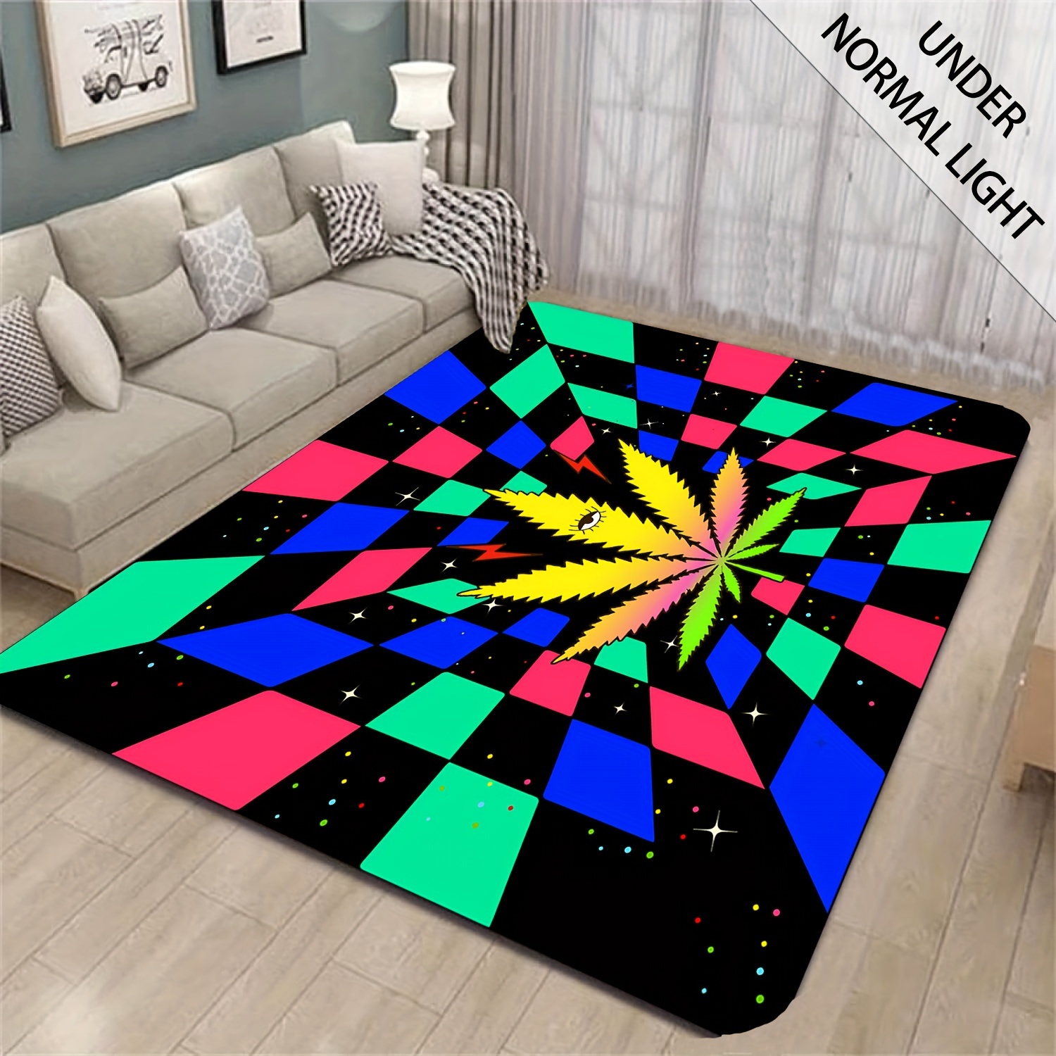 3d Lights Style Carpet Gaming Illusion Rug Gaming Bedroom Area Non