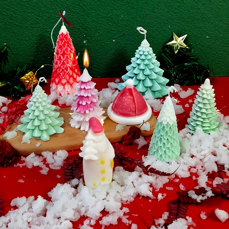 Puhuiying 3D Christmas Tree Candle Silicone Molds for Candle Making Soap Molds DIY