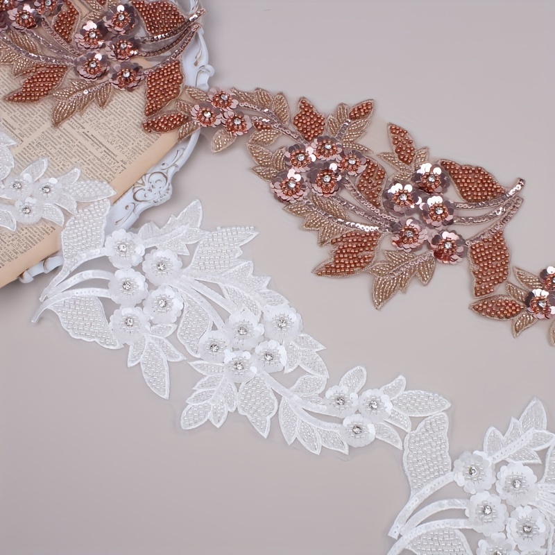 Gorgeous Beaded Sequin Embroidered Lace Fabric For Diy - Temu Canada