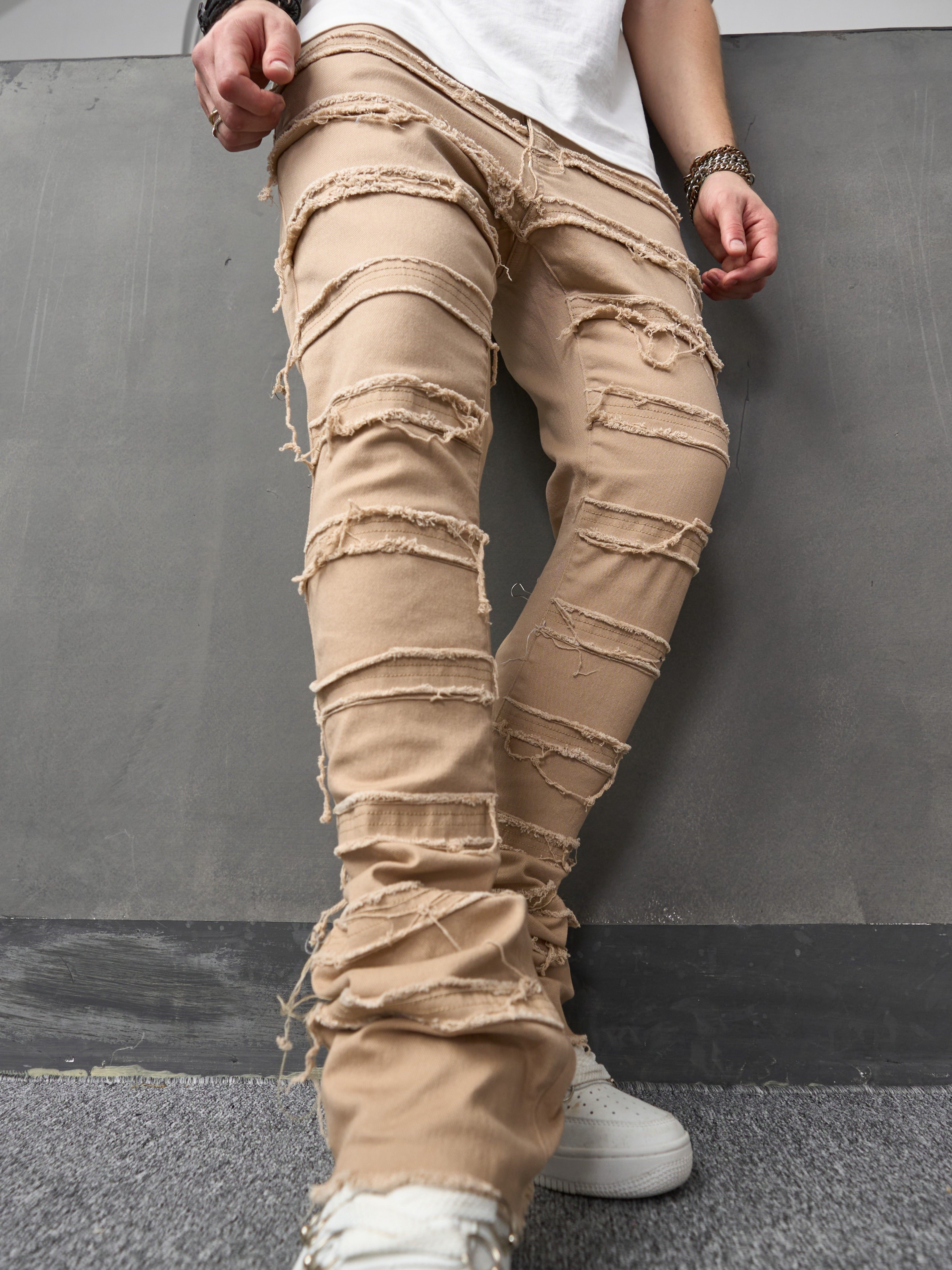 Solid Slim Stacked Pants Casual Drawstring Waist Pants - Temu United Arab  Emirates