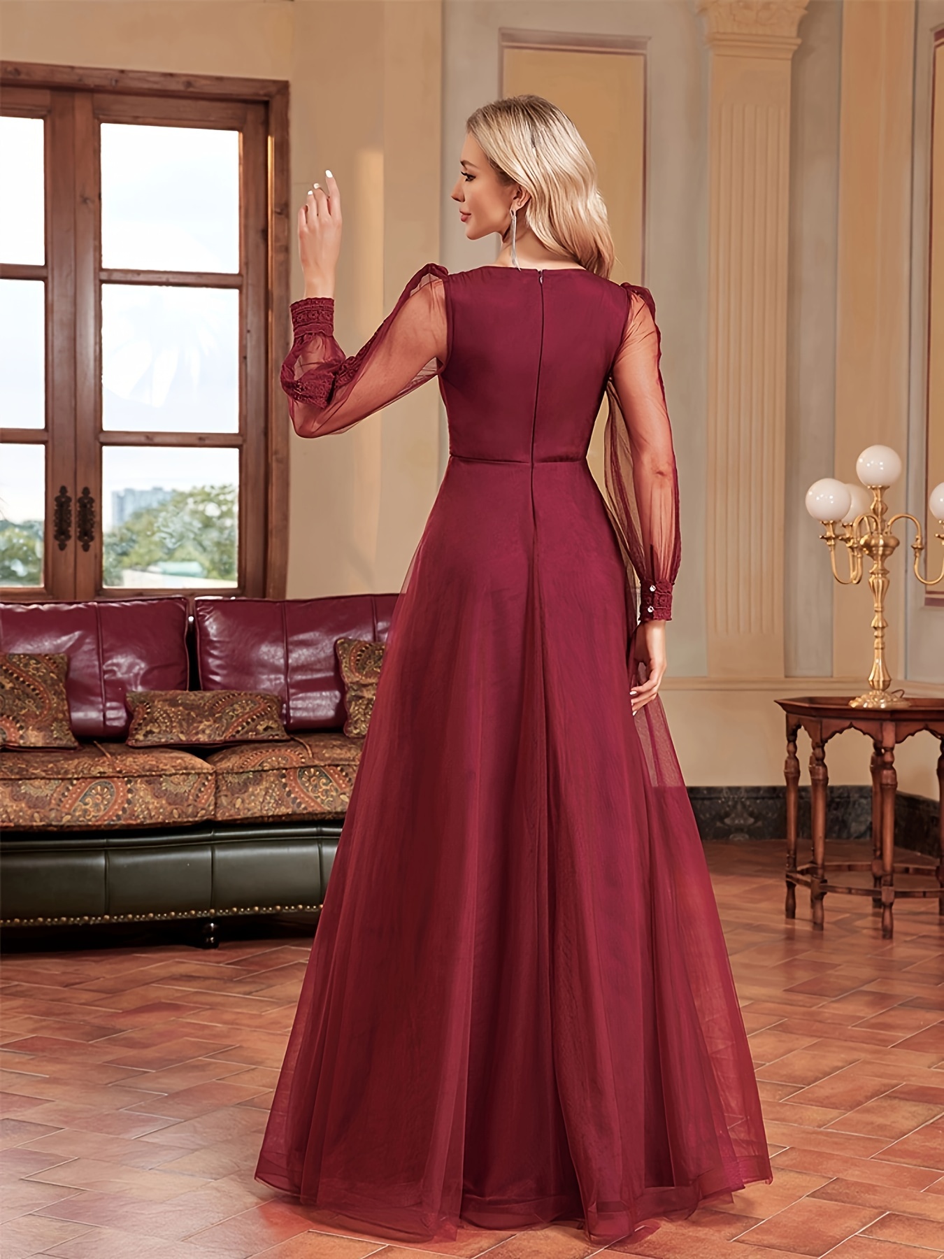 Vestido Dama Honor Dobladillo Volantes Color Sólido Elegante - Temu