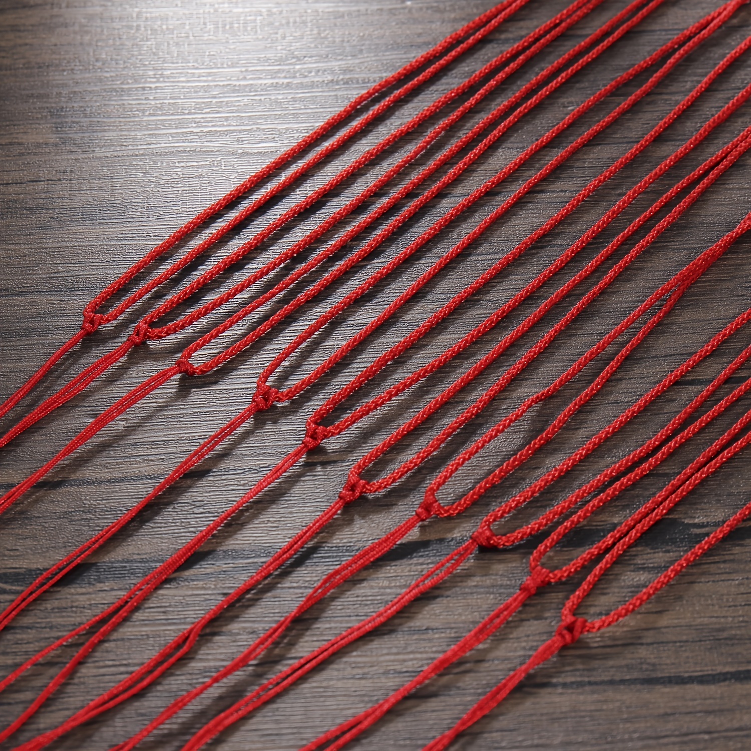 10 Chinese Silk Thread Knotted 8-Jade Beaded Cord Adjustable