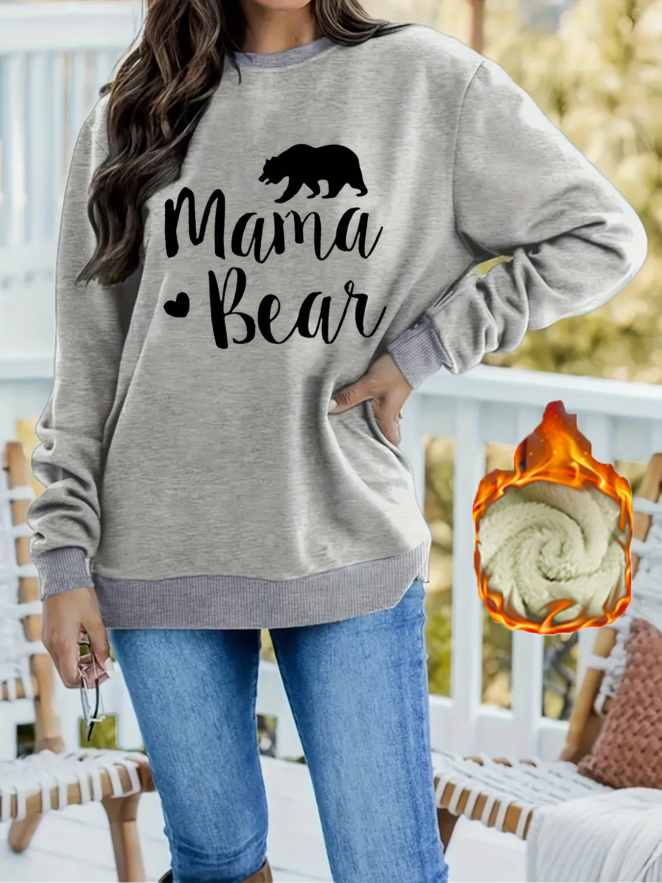 Plus Size Cute Sweatshirt Women s Plus Letter Bear Print Temu