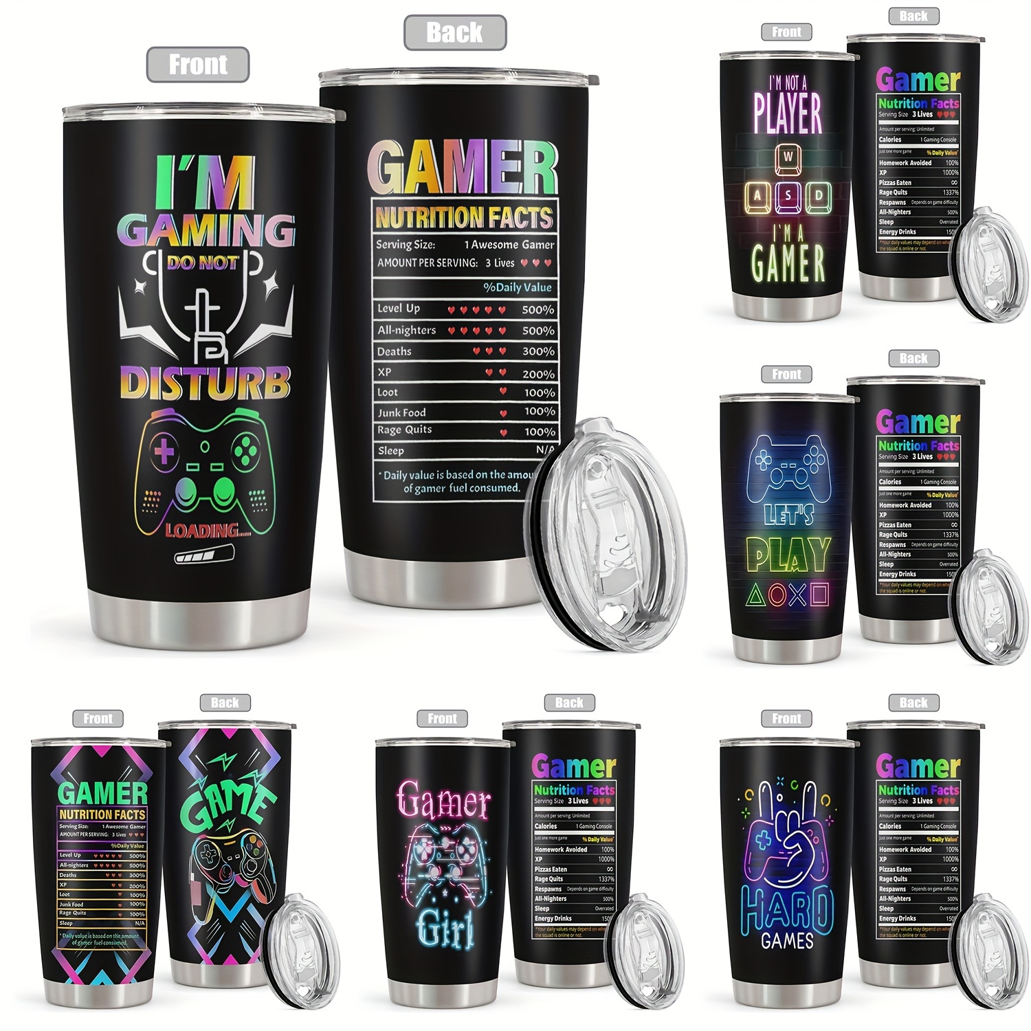 Personalized Gamer Nutrition Facts Tumbler Gamer Nutrition - Temu