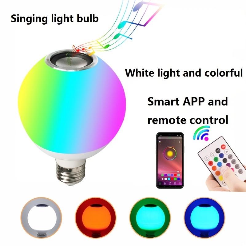 1pc RGB E27 Music Bulb,12W LED Smart Light Bulb With Wireless Remote Control With APP, Audio Colorful Stage Bulb For Home Party