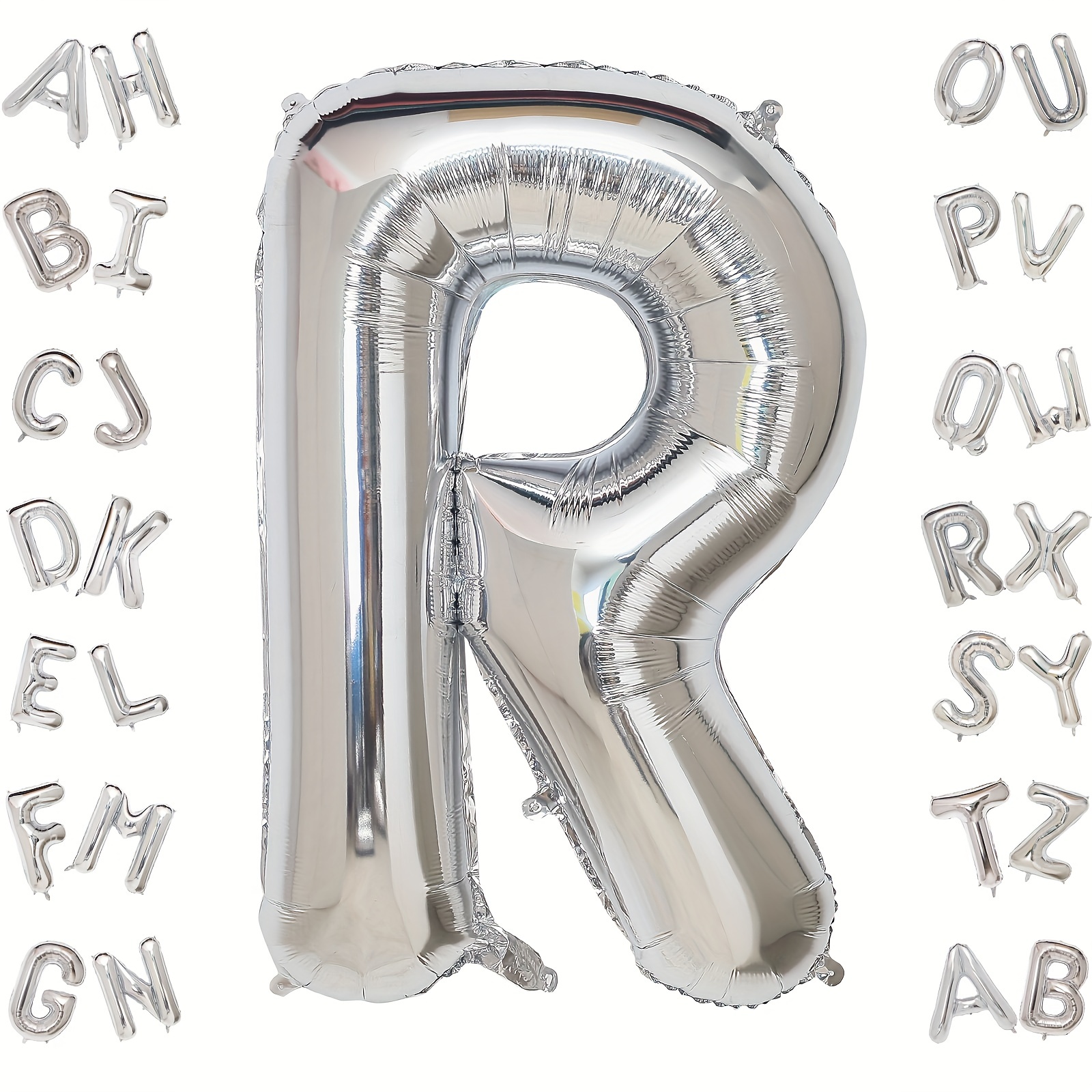 40 Metallic Silver Mylar Foil Helium/Air Number and Letter Balloons